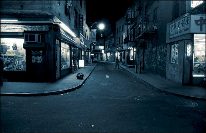 Looking down Doyers Street from Pell Street