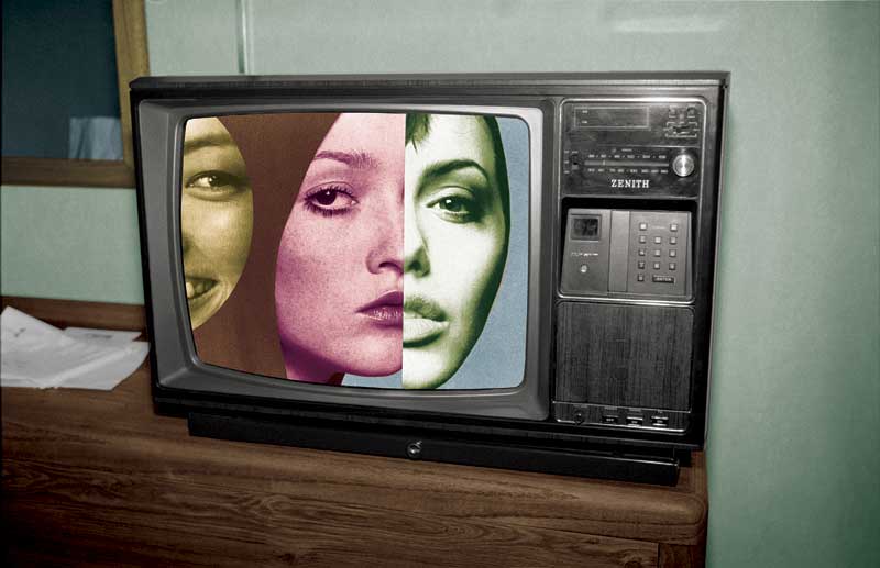 Television Set with Collage