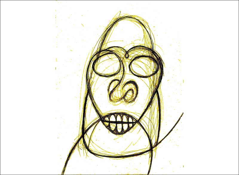 Tiki Head Graphite Drawing