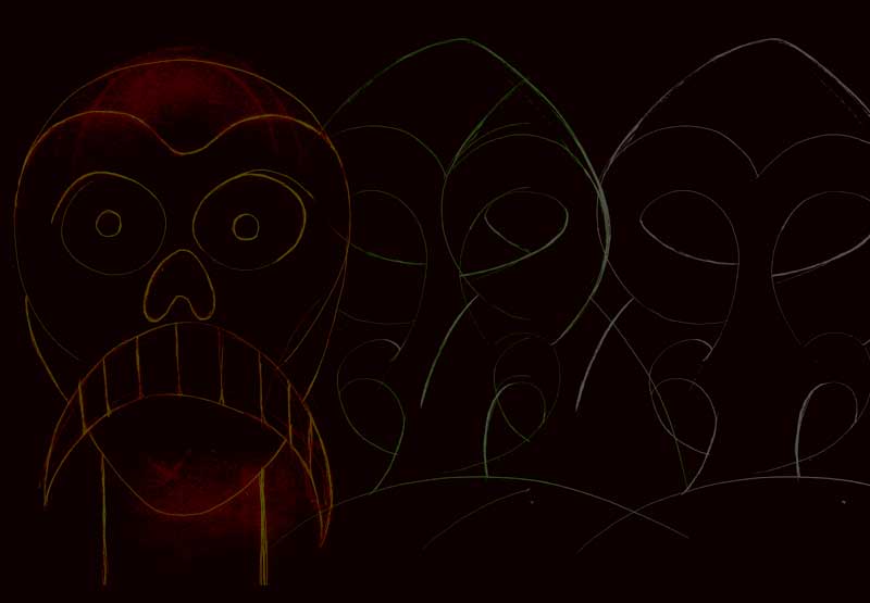 Tiki Head Drawing