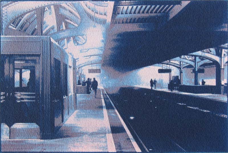 Philadelphia Train Station Gum Bichromate over Cyanotype